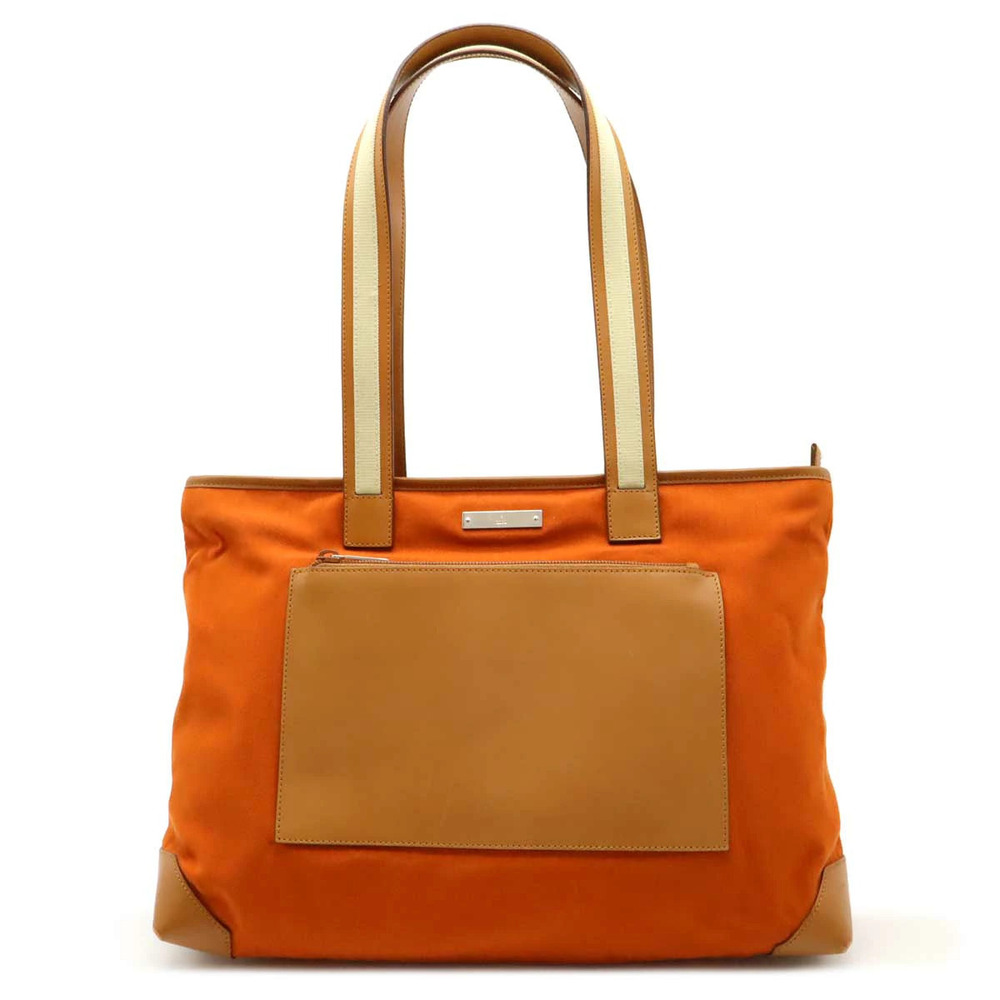 Gucci Tote Bag Shoulder Hobo Canvas Leather Orange Camel Brown Beige Cream